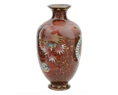 Antique Japanese Meiji Goldstone Cloisonne Enamel Vase