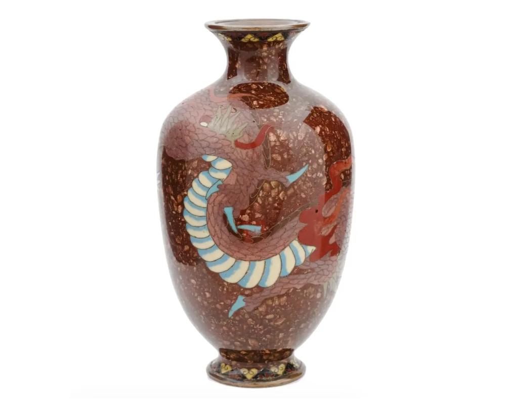 Cloissoné Antique Japanese Meiji Goldstone Cloisonne Vase For Sale