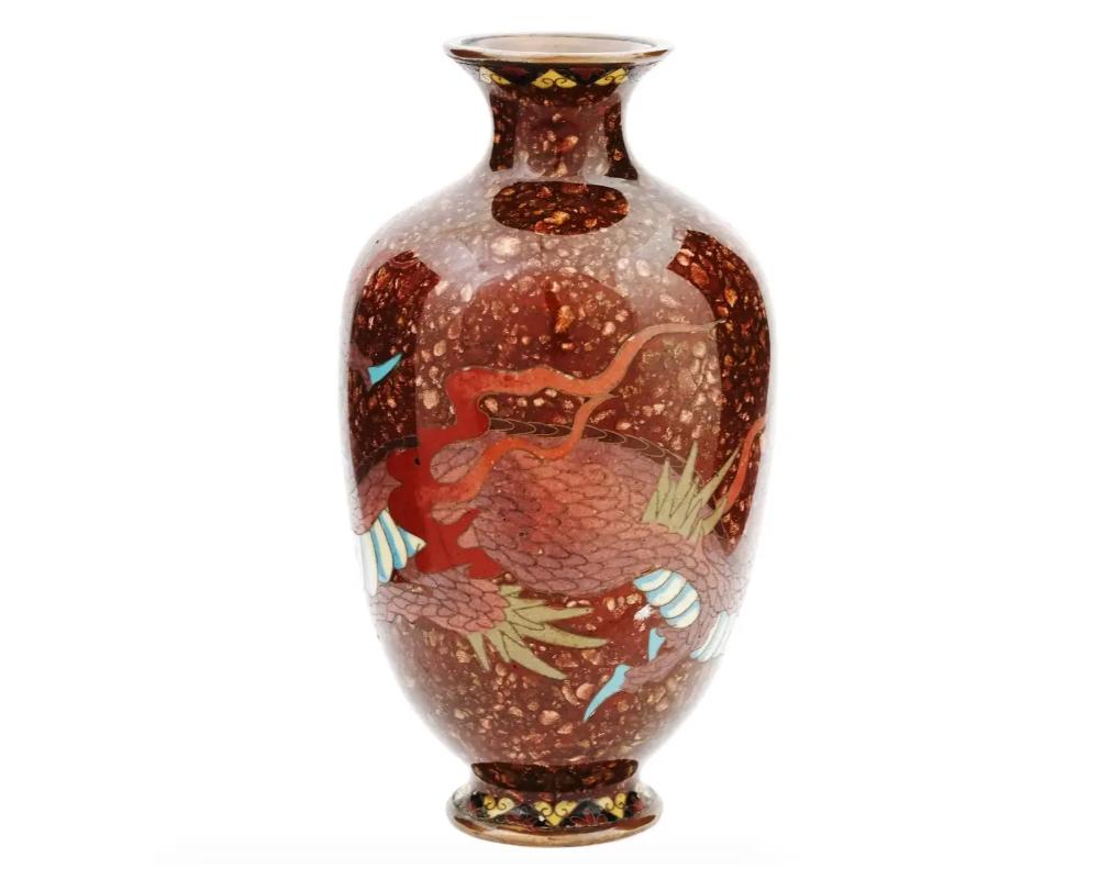 Antique Japanese Meiji Goldstone Cloisonne Vase In Good Condition For Sale In New York, NY