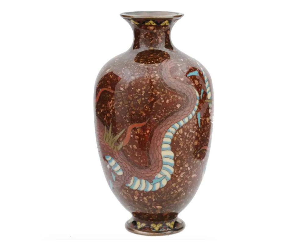 20th Century Antique Japanese Meiji Goldstone Cloisonne Vase For Sale