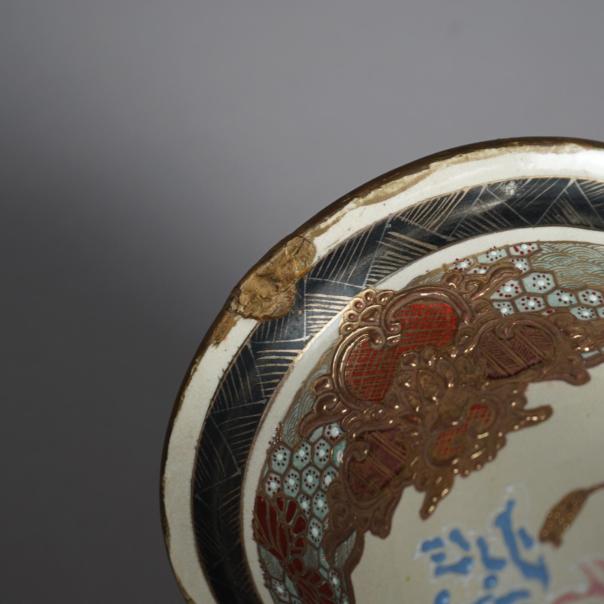 Antique Japanese Meiji Hand Painted & Gilt Pottery Vase C1900 For Sale 11
