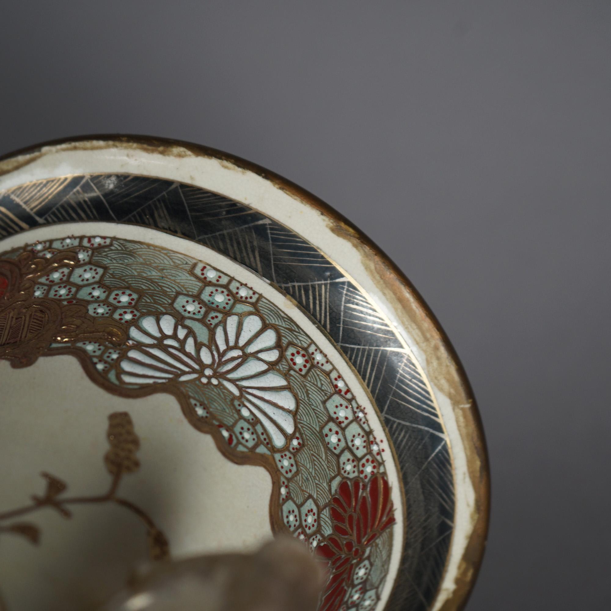 Antique Japanese Meiji Hand Painted & Gilt Pottery Vase C1900 For Sale 12