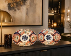 Antique Japanese Meiji Imari Oval Porcelain Dishes – Pair