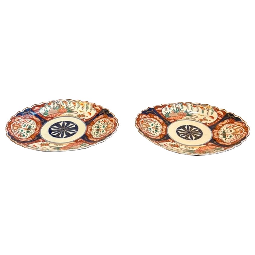 Antique Japanese Meiji Imari Oval Porcelain Dishes – Pair
