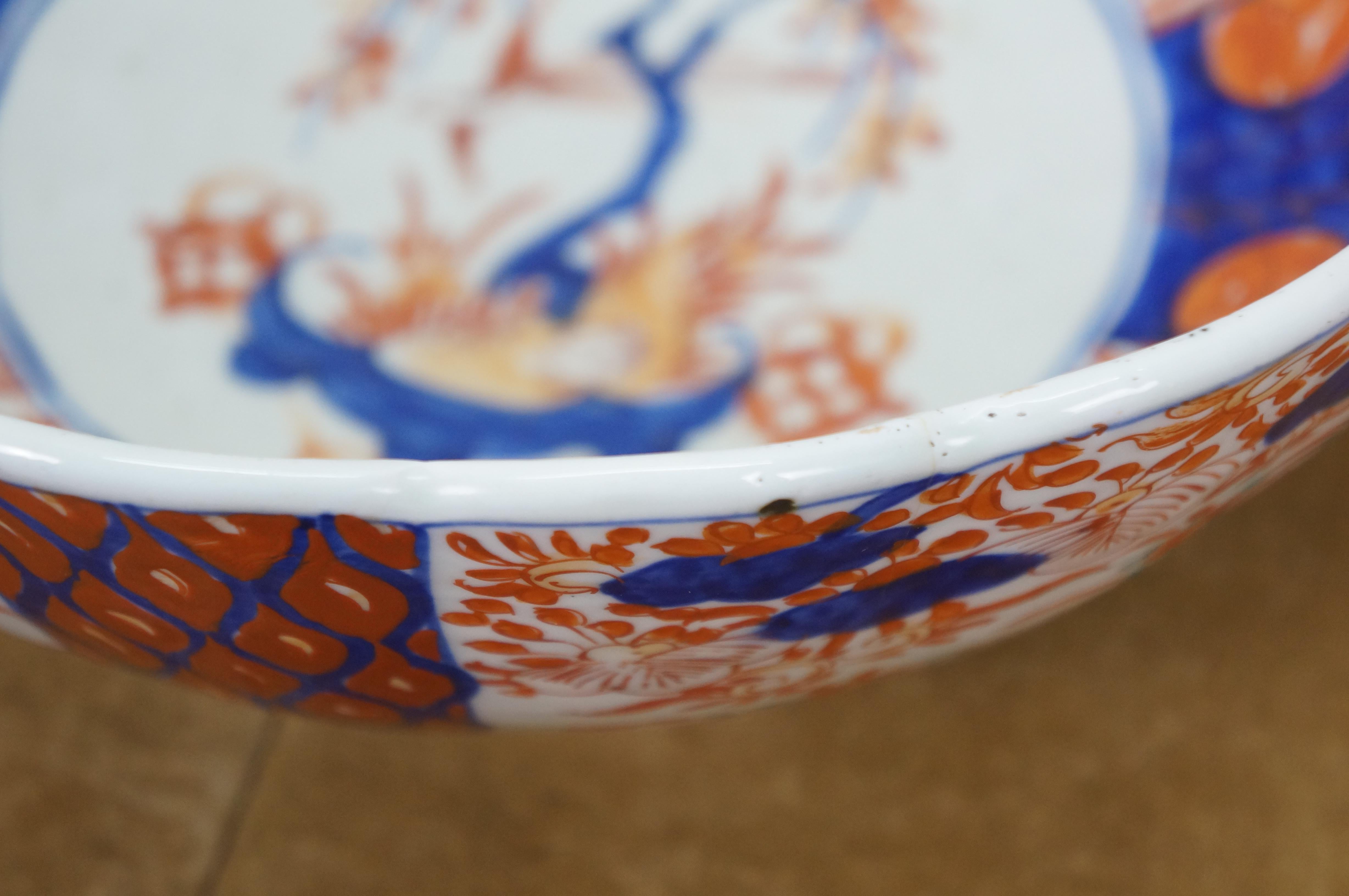 Antique Japanese Meiji Imari Porcelain Scalloped Edge Bonsai Tree Bowl 12