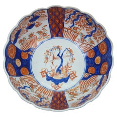 Antique Japanese Meiji Imari Porcelain Scalloped Edge Bonsai Tree Bowl 12"