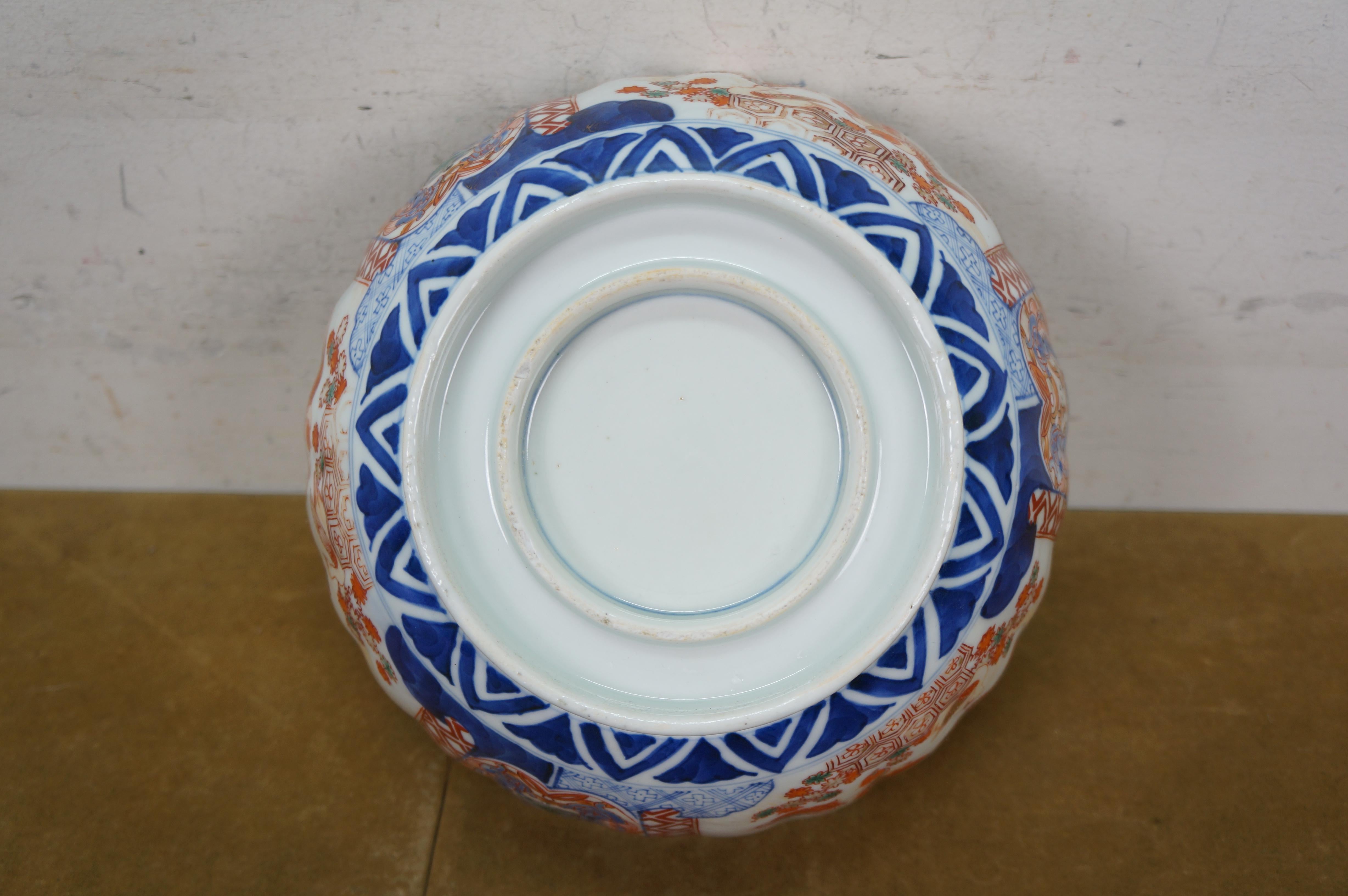 Antique Japanese Meiji Imari Porcelain Scalloped Edge Lions Birds Bowl 10