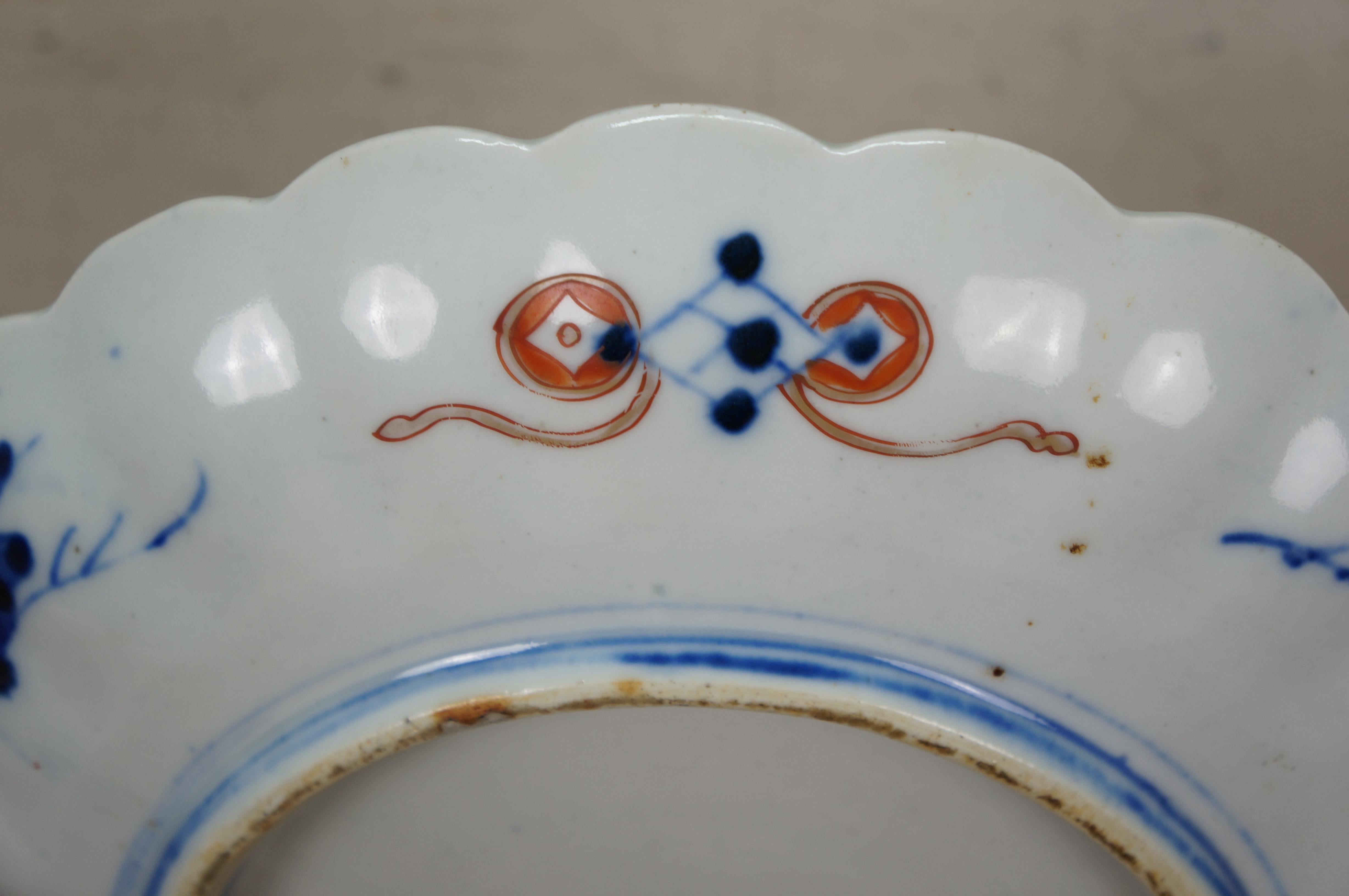 Ancienne assiette à charge Phoenix Bird en porcelaine japonaise Imari Porcelain festonnée 10