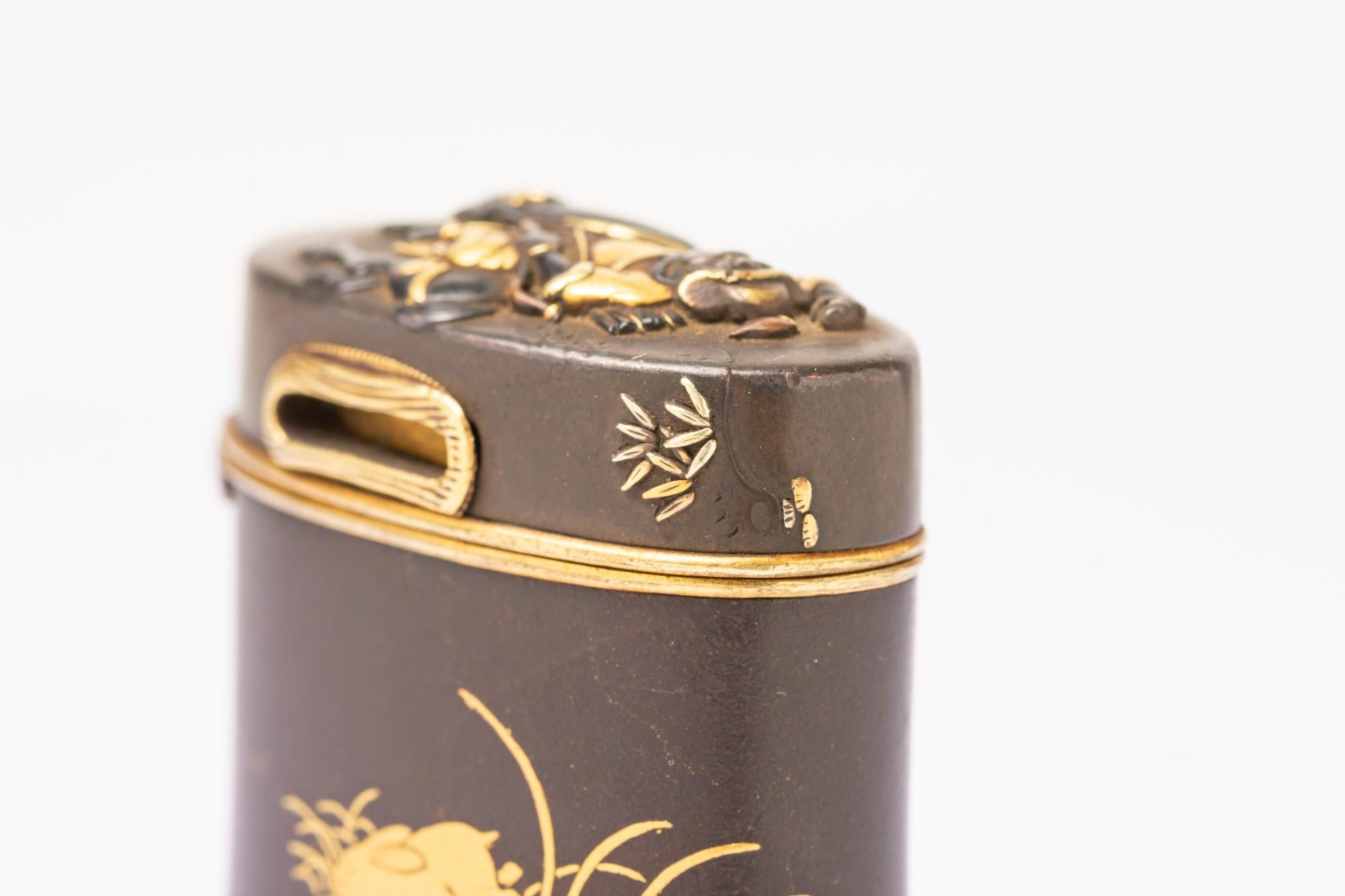 Antikes japanisches Meiji Shakudo-Westa-Etui aus der Meiji-Zeit von Komai Otojiro im Angebot 9