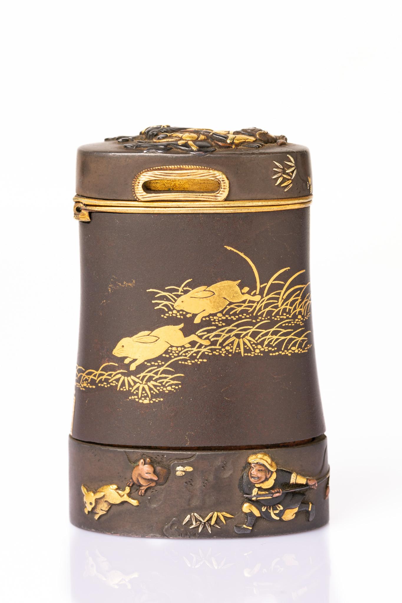 Antikes japanisches Meiji Shakudo-Westa-Etui aus der Meiji-Zeit von Komai Otojiro im Zustand „Hervorragend“ im Angebot in Portland, England
