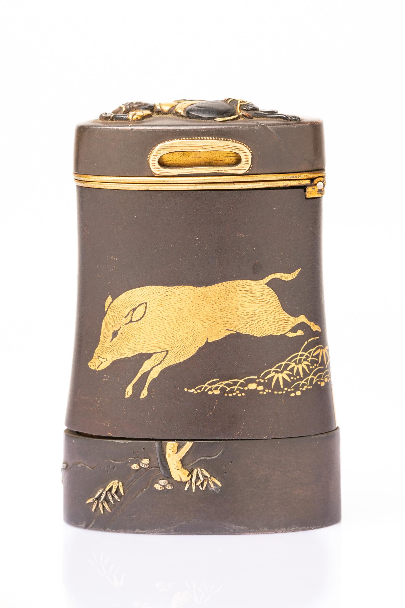 Antikes japanisches Meiji Shakudo-Westa-Etui aus der Meiji-Zeit von Komai Otojiro im Angebot 4