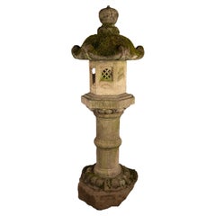  Used Japanese Meiji Kasuga "Deer" Granite Stone Garden Pagoda Lantern 1800