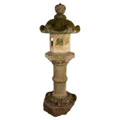 Antique Japanese Meiji Kasuga "Deer" Granite Stone Garden Pagoda Lantern 1800