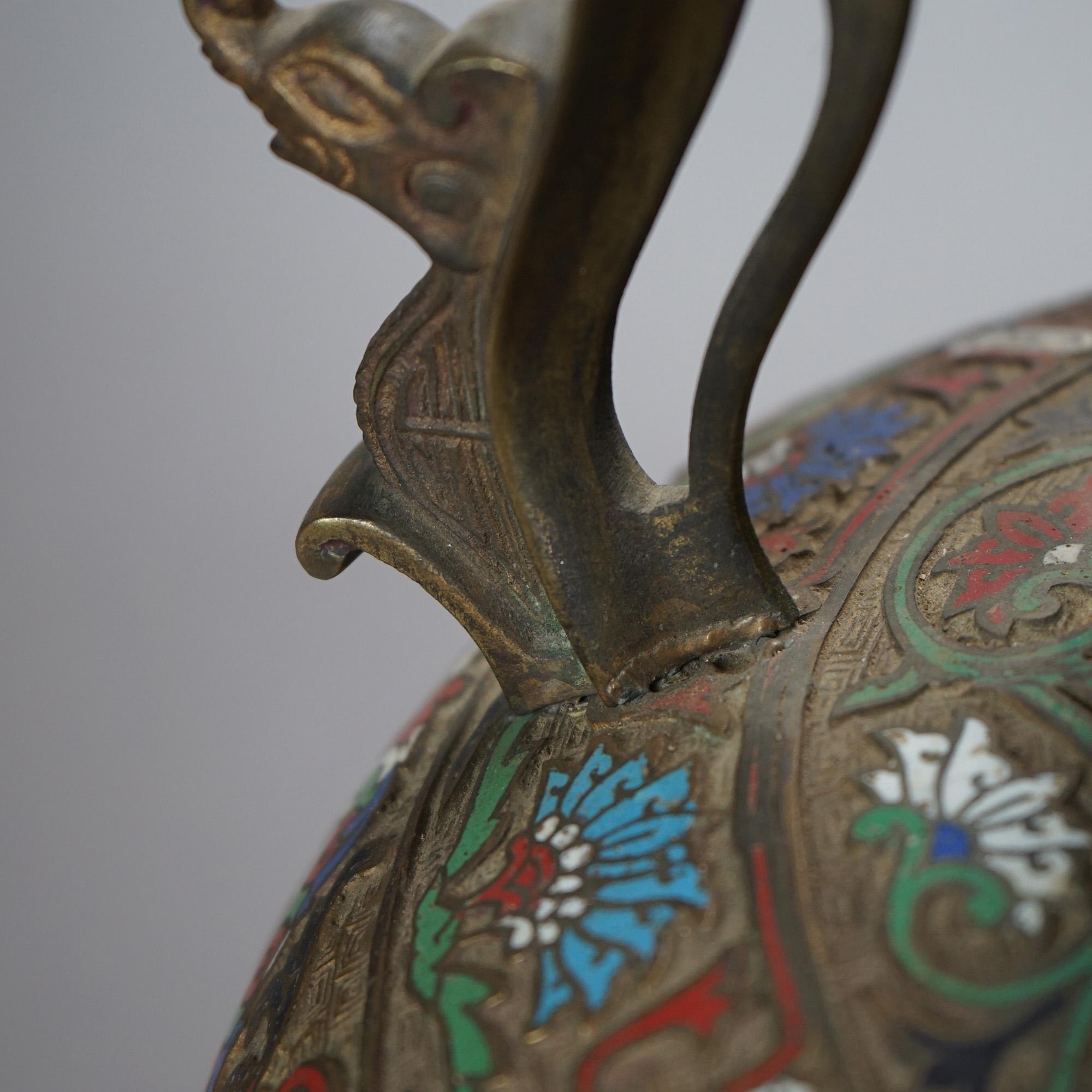 Antique Japanese Meiji Oversized Bronze & Cloisonne Figural Vase Circa 1900 For Sale 5