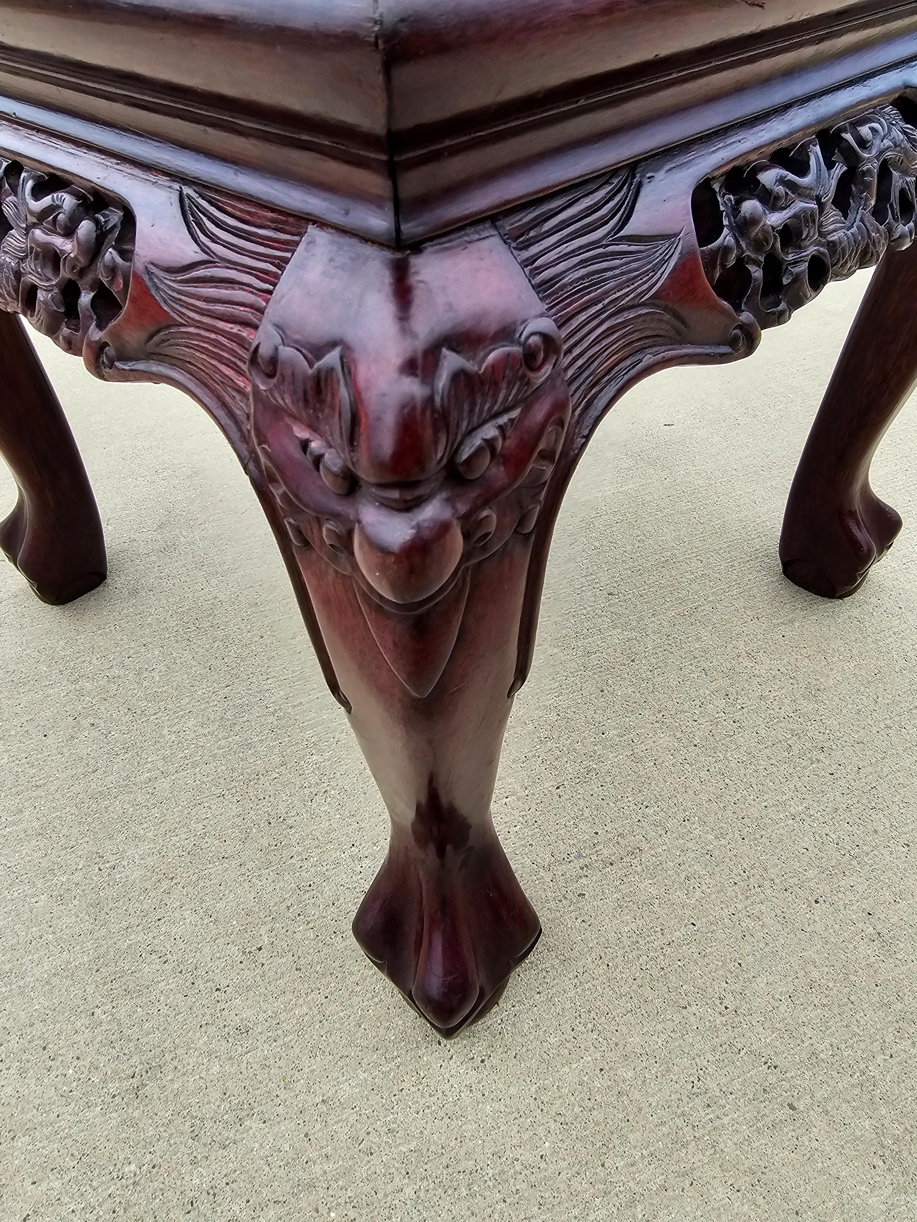 Antique Japanese Meiji Pearl Shell Inlaid Carved Hongmu Dragon Chair For Sale 11