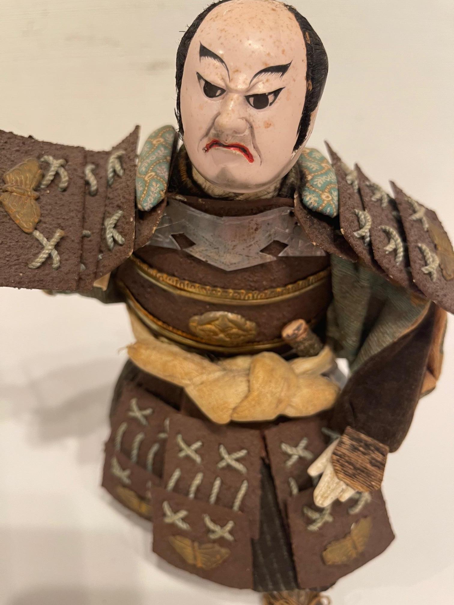 19th Century Antique Japanese Meiji Period Kneeling Samurai Warrior, Circa 1870-1880 For Sale