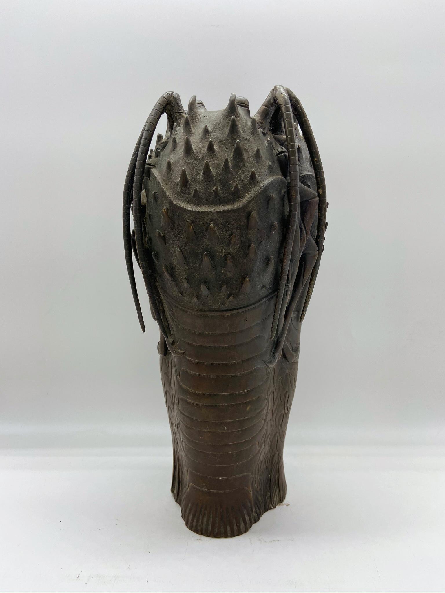 20th Century Antique Japanese Meiji Period Bronze Lobster Vase