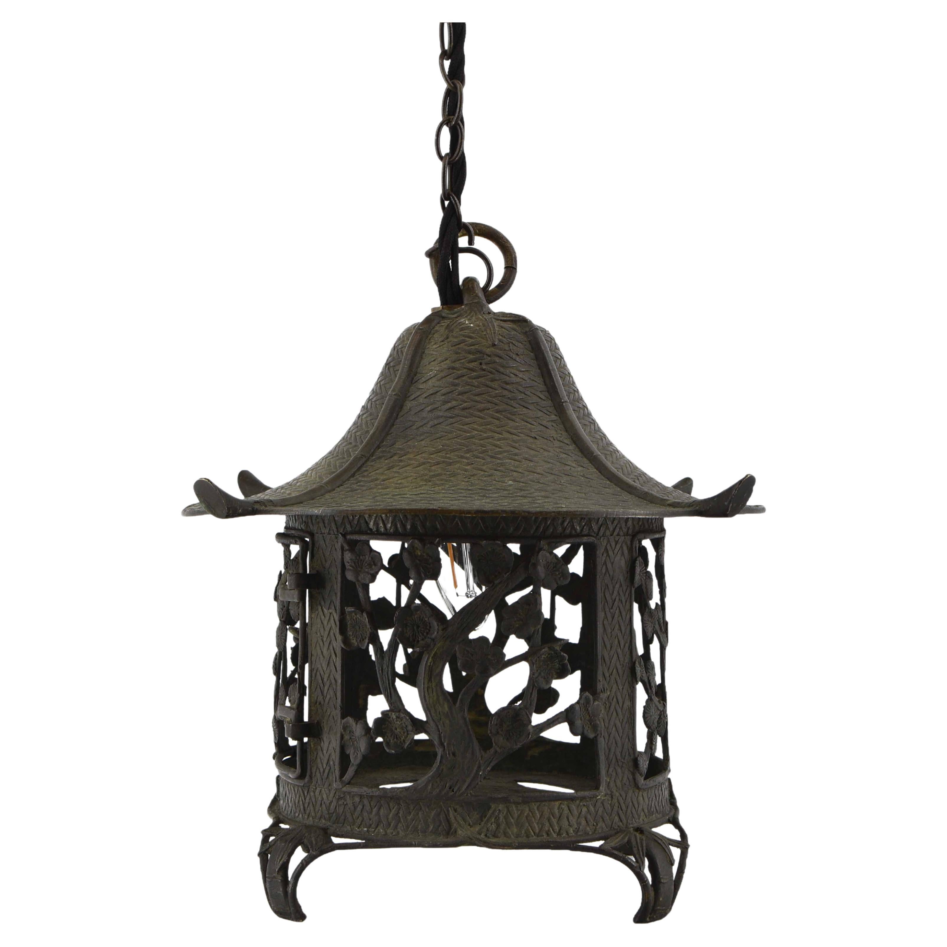 Antique Japanese Meiji Period Bronze Temple Lantern Light For Sale