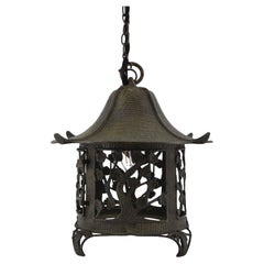 Antique Japanese Meiji Period Bronze Temple Lantern Light