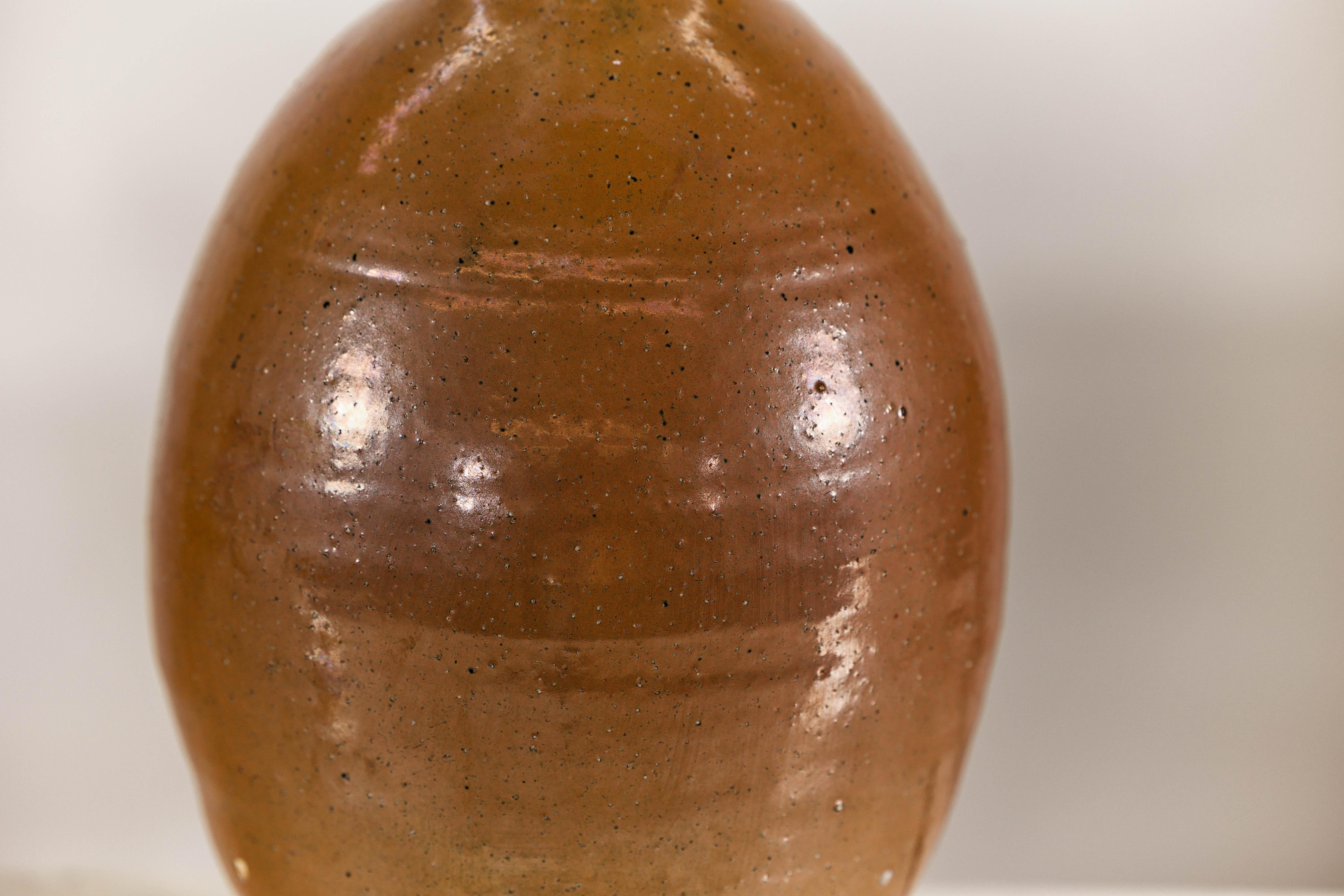 Antique Japanese Meiji Period Brown Monochrome Bottle, 19th Century Collectible For Sale 5