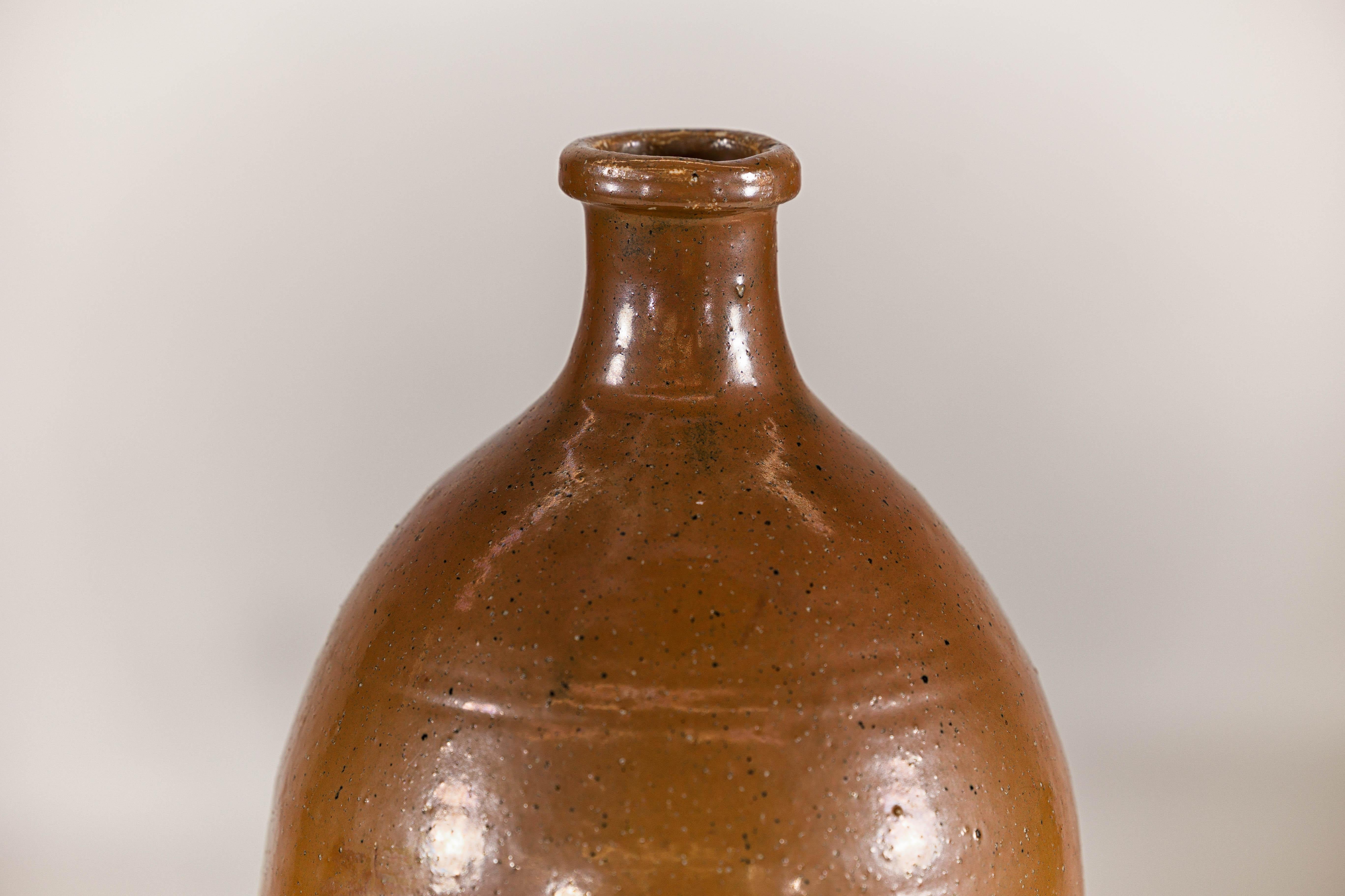 Antique Japanese Meiji Period Brown Monochrome Bottle, 19th Century Collectible For Sale 7