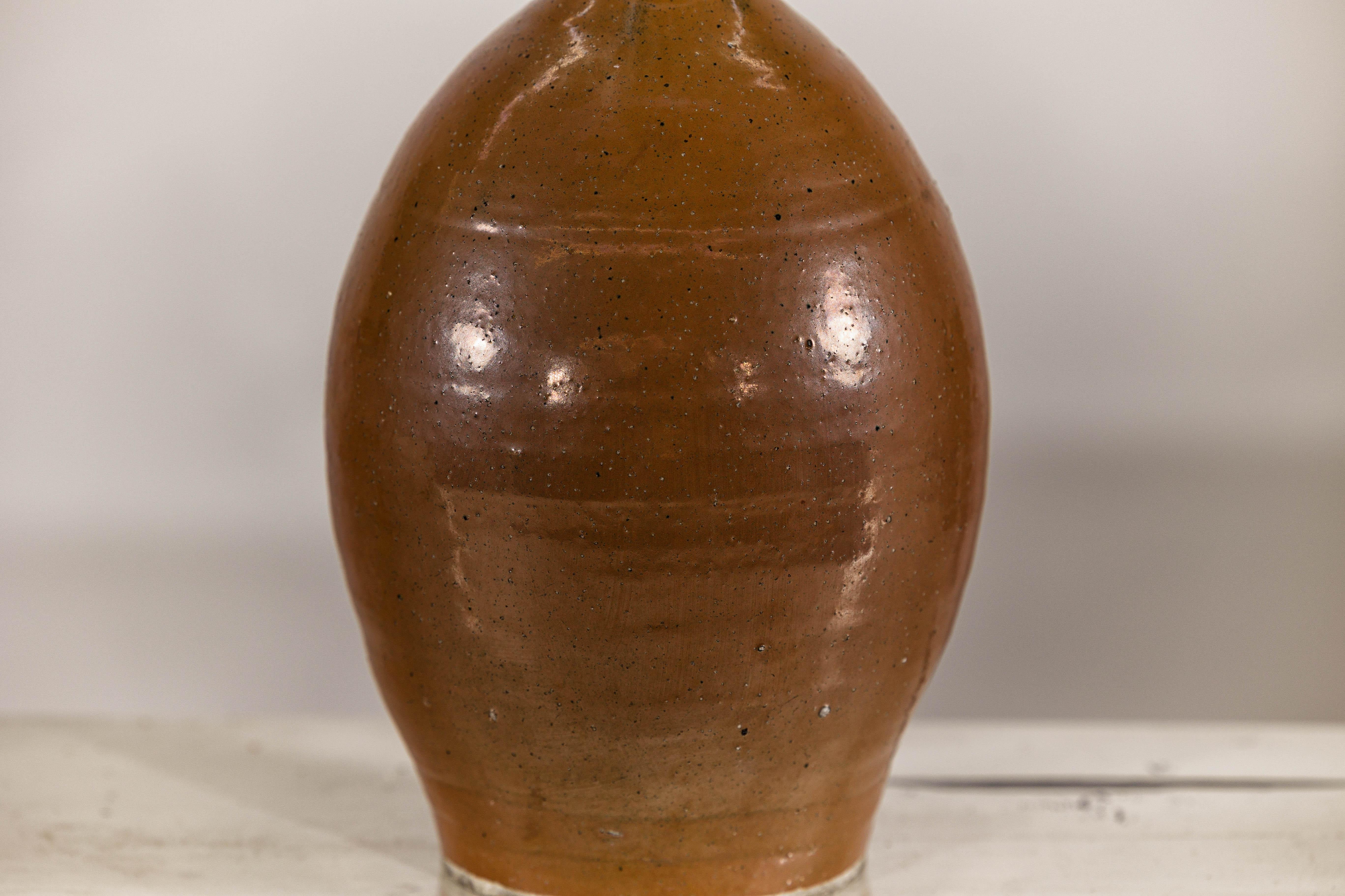 Antique Japanese Meiji Period Brown Monochrome Bottle, 19th Century Collectible For Sale 10