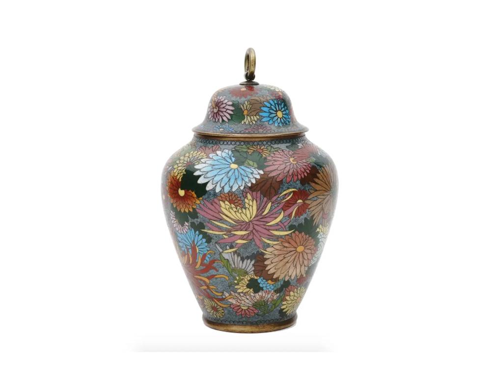 Antique Meiji Japanese Cloisonne Enamel Millefiori Covered Jar In Good Condition For Sale In New York, NY