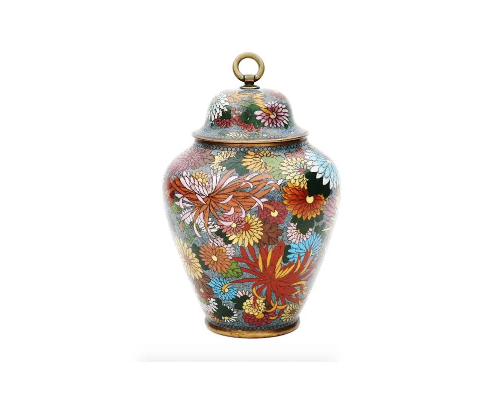 19th Century Antique Meiji Japanese Cloisonne Enamel Millefiori Covered Jar For Sale