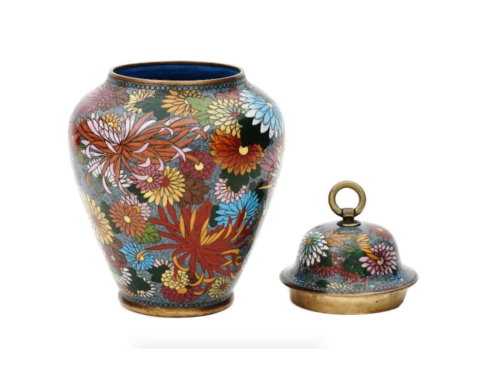 Antique Meiji Japanese Cloisonne Enamel Millefiori Covered Jar For Sale 1