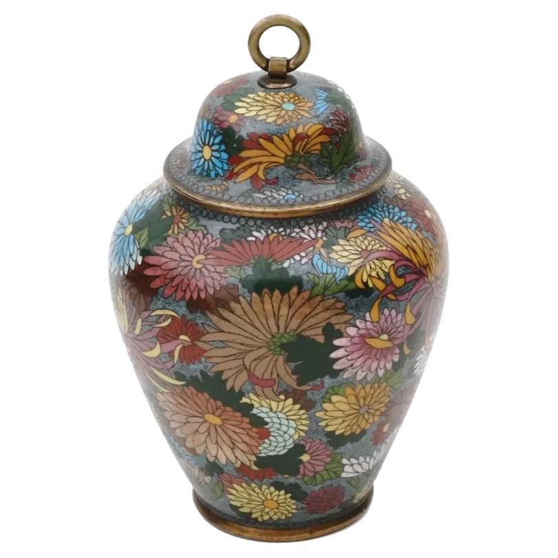 Antique Meiji Japanese Cloisonne Enamel Millefiori Covered Jar