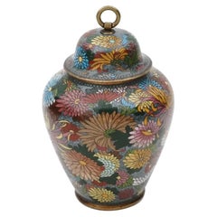 Antike Meiji Japanisch Cloisonne Emaille Millefiori bedeckt JAR