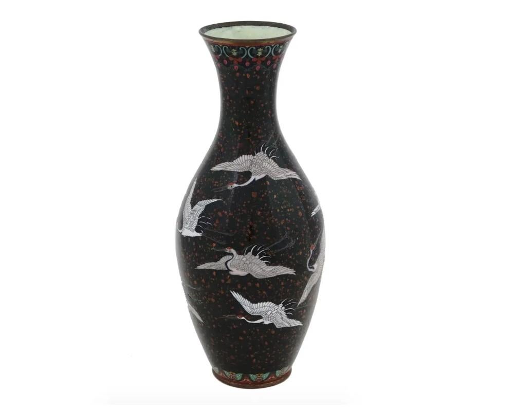 Cloissoné Antique Japanese Meiji Period Cloisonne Goldstone Vase