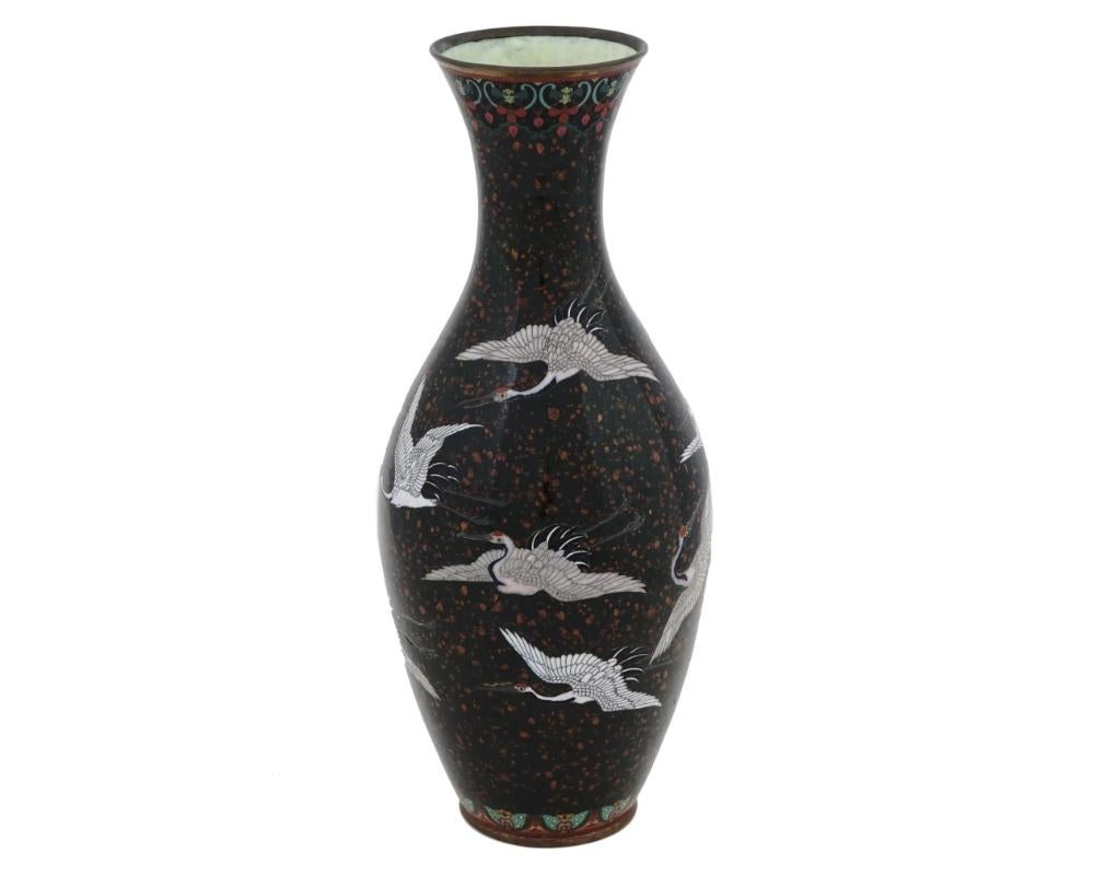 Cloissoné Antique Japanese Meiji Period Cloisonne Goldstone Vase For Sale