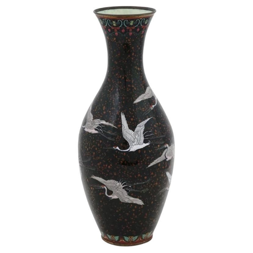 Antique Japanese Meiji Period Cloisonne Goldstone Vase