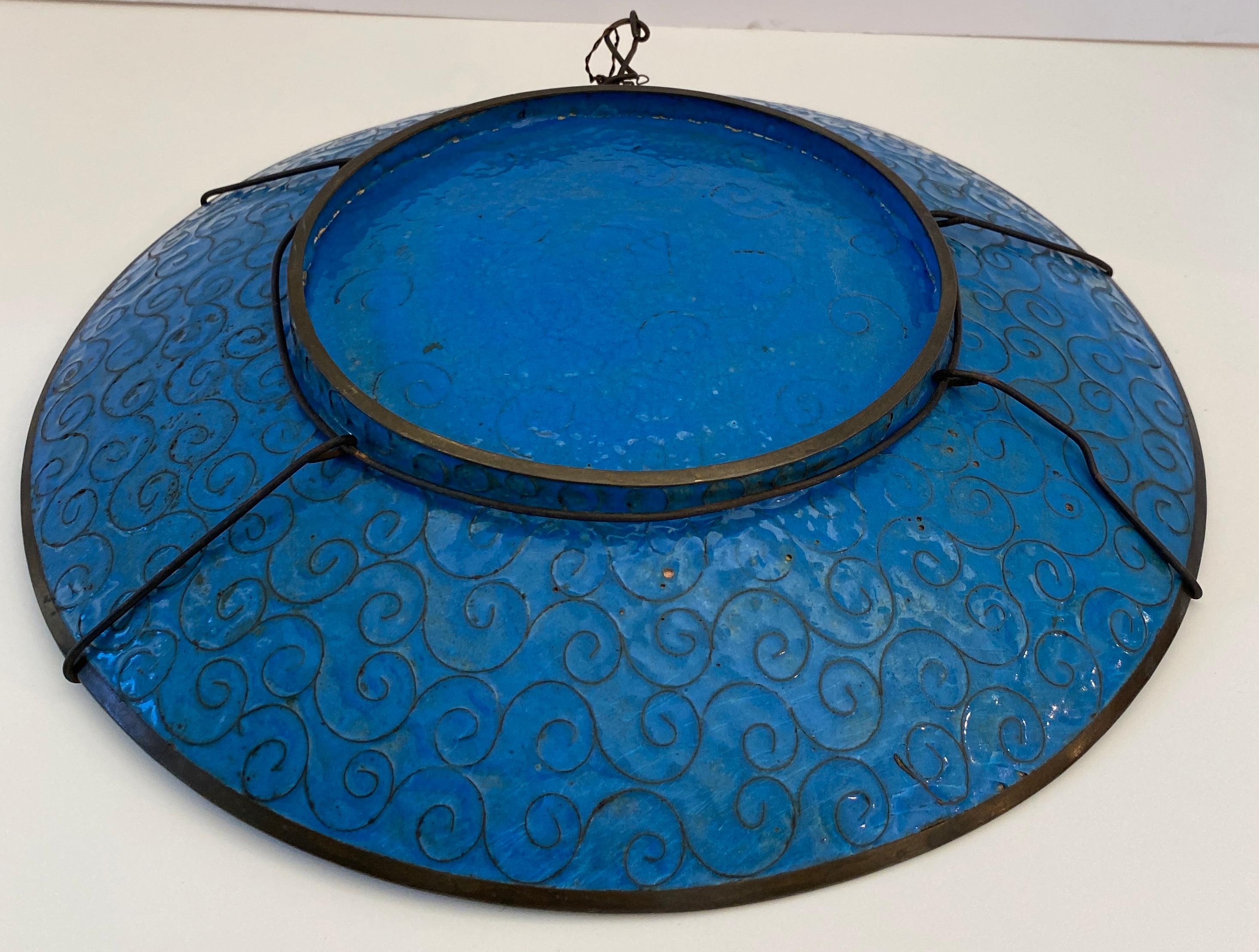 Hand-Painted Antique Japanese Meiji Period Cloissoné Charger, Bowl or Platter For Sale