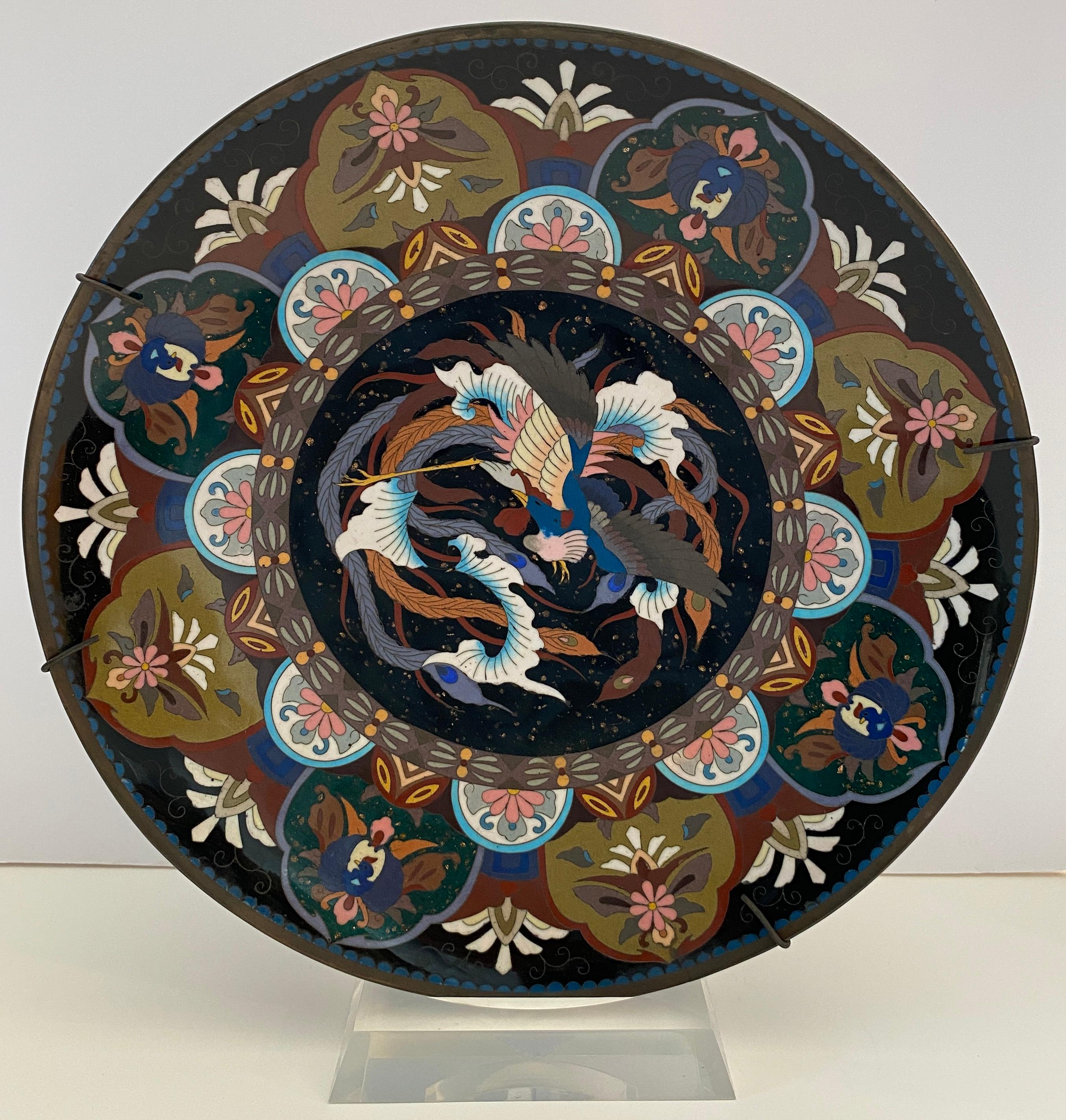 Antique Japanese Meiji Period Cloissoné Charger, Bowl or Platter For Sale 1