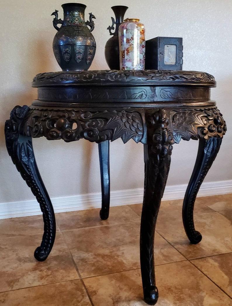 Antique Japanese Meiji Period Elaborate Flying Dragon Table In Good Condition For Sale In Forney, TX