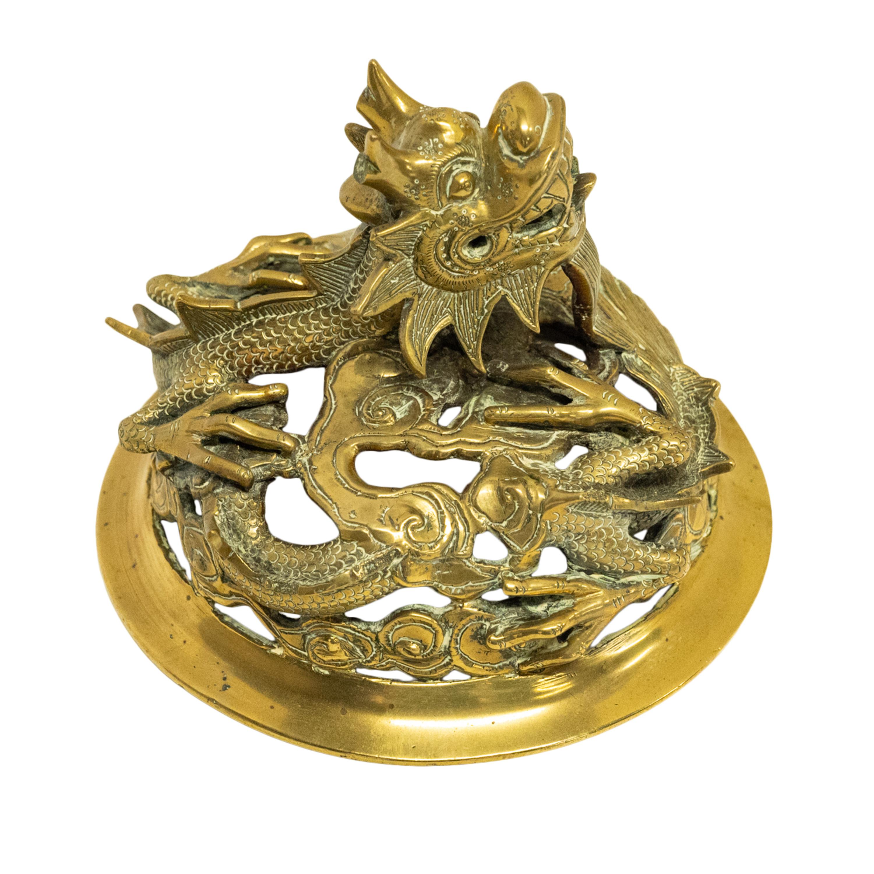 Antique Japanese Meiji Period Gilt Bronze Dragon Koro Censer incense Burner 1880 6