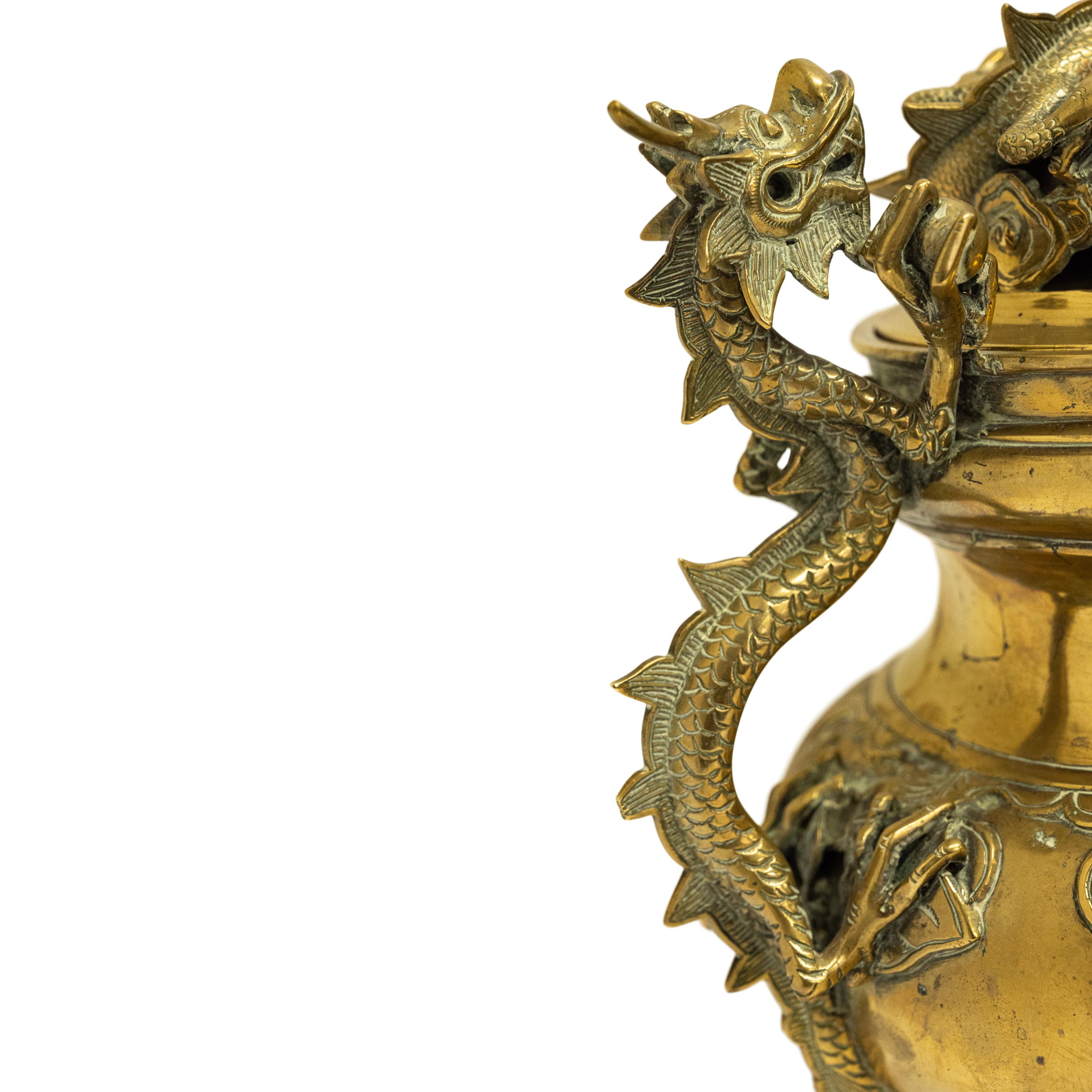 Antique Japanese Meiji Period Gilt Bronze Dragon Koro Censer incense Burner 1880 11