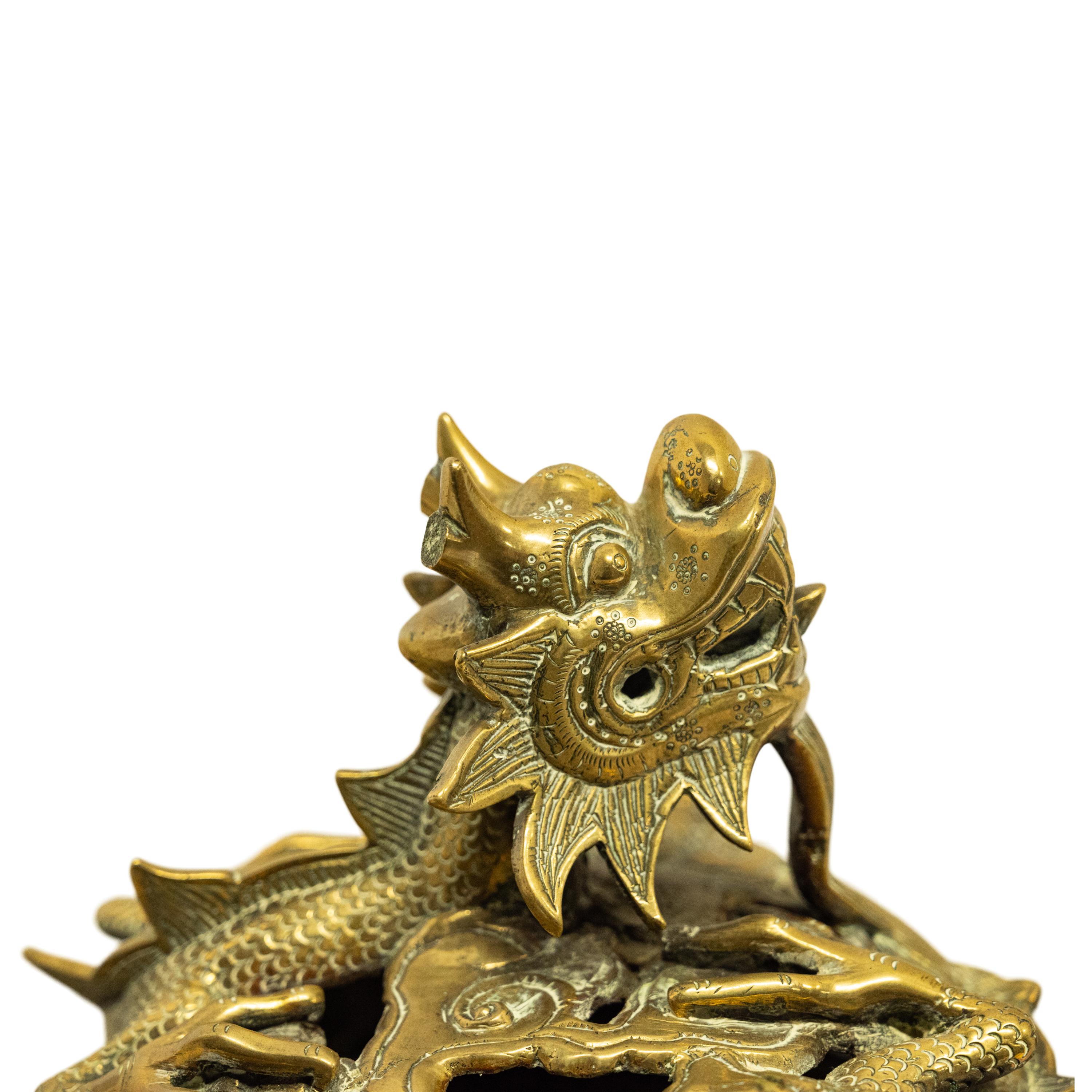 Antique Japanese Meiji Period Gilt Bronze Dragon Koro Censer incense Burner 1880 12