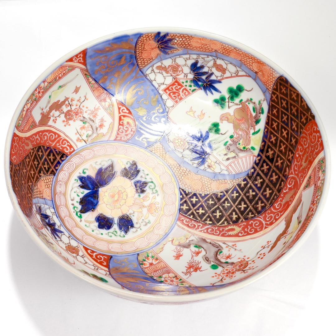 Antique Japanese Meiji Period Imari Porcelain Punch Bowl or Centerpiece For Sale 6