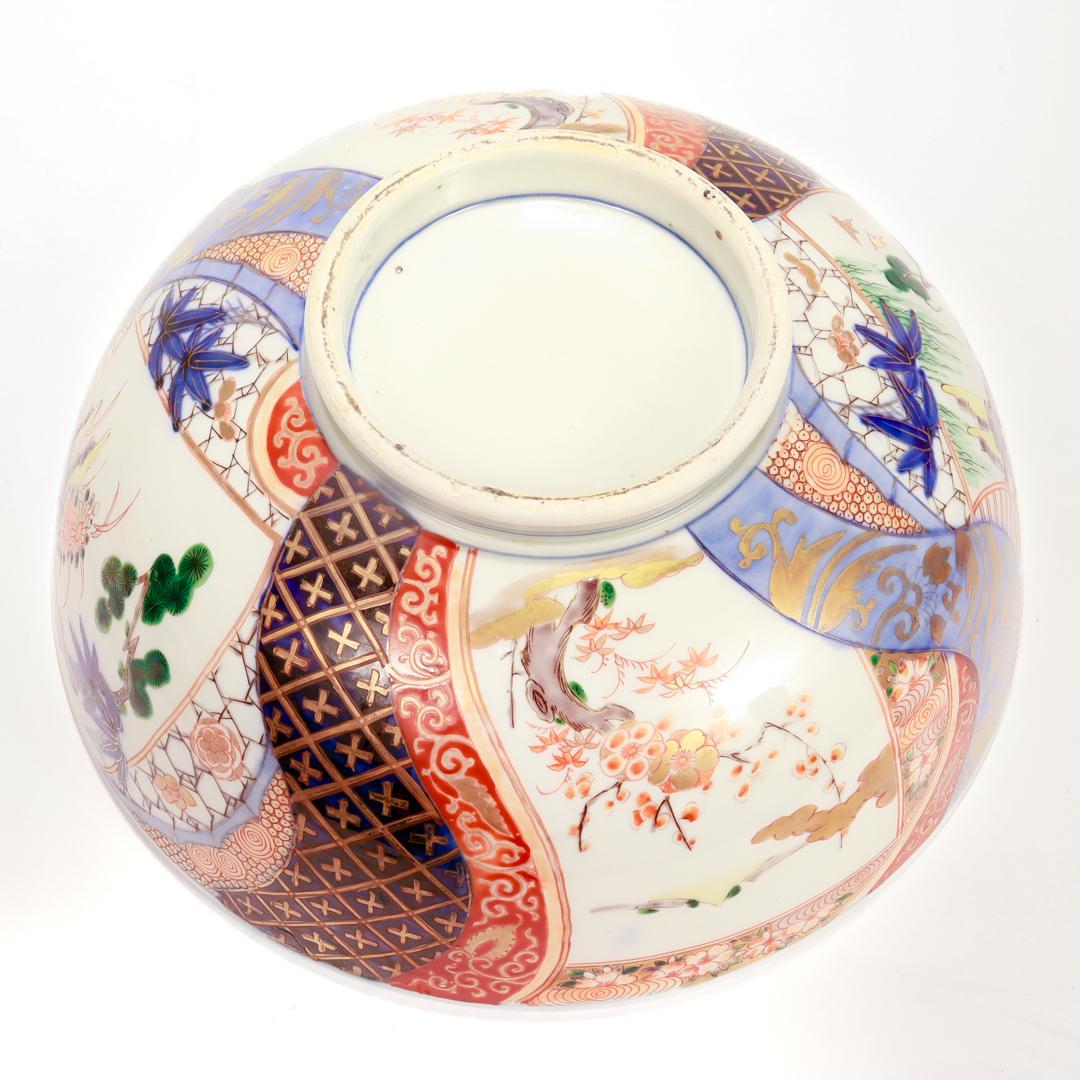 Antique Japanese Meiji Period Imari Porcelain Punch Bowl or Centerpiece For Sale 7