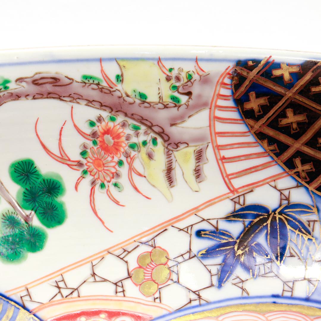 Antique Japanese Meiji Period Imari Porcelain Punch Bowl or Centerpiece For Sale 8