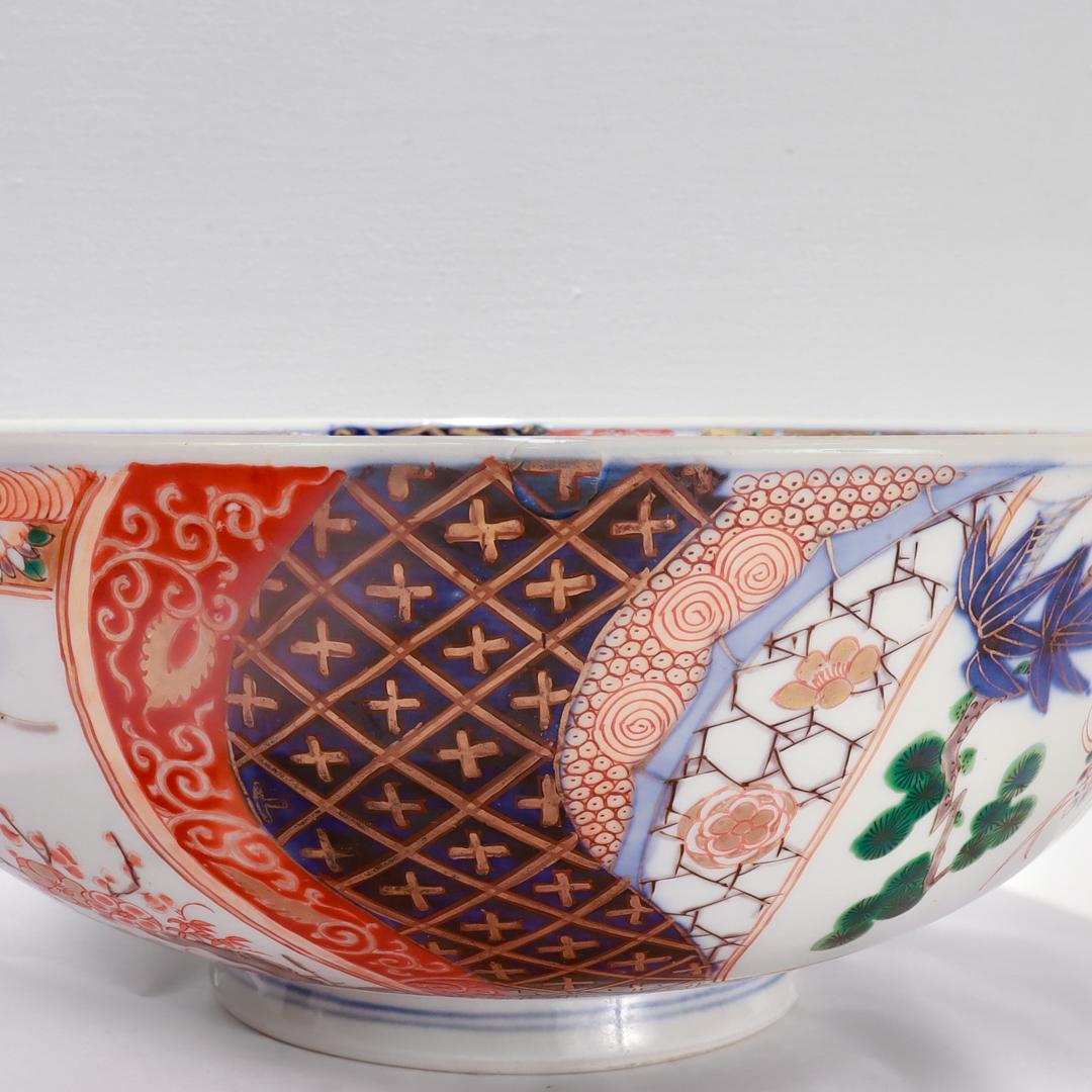 Antique Japanese Meiji Period Imari Porcelain Punch Bowl or Centerpiece For Sale 13