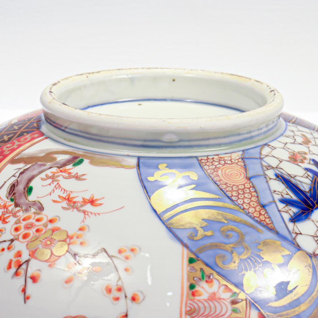Antique Japanese Meiji Period Imari Porcelain Punch Bowl or Centerpiece For Sale 15