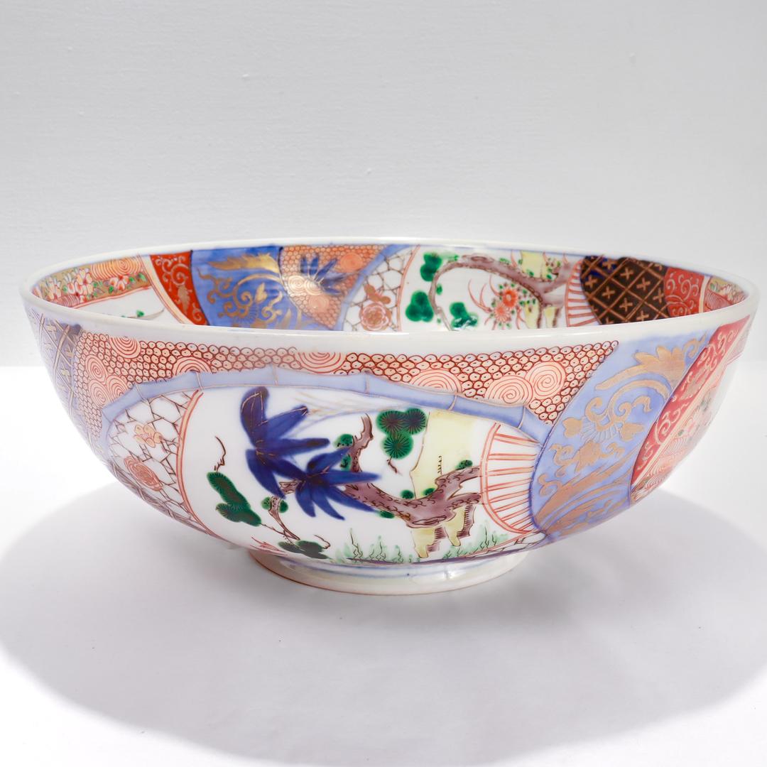 Antique Japanese Meiji Period Imari Porcelain Punch Bowl or Centerpiece For Sale 4