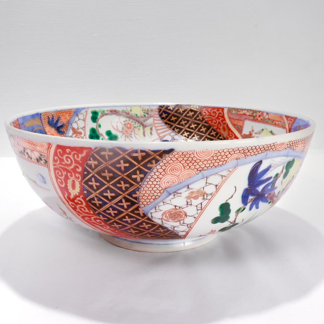 Antique Japanese Meiji Period Imari Porcelain Punch Bowl or Centerpiece For Sale 5