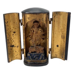 Antique Japanese Meiji Period Lacquer & Giltwood Zushi Shrine, Traveling Alter