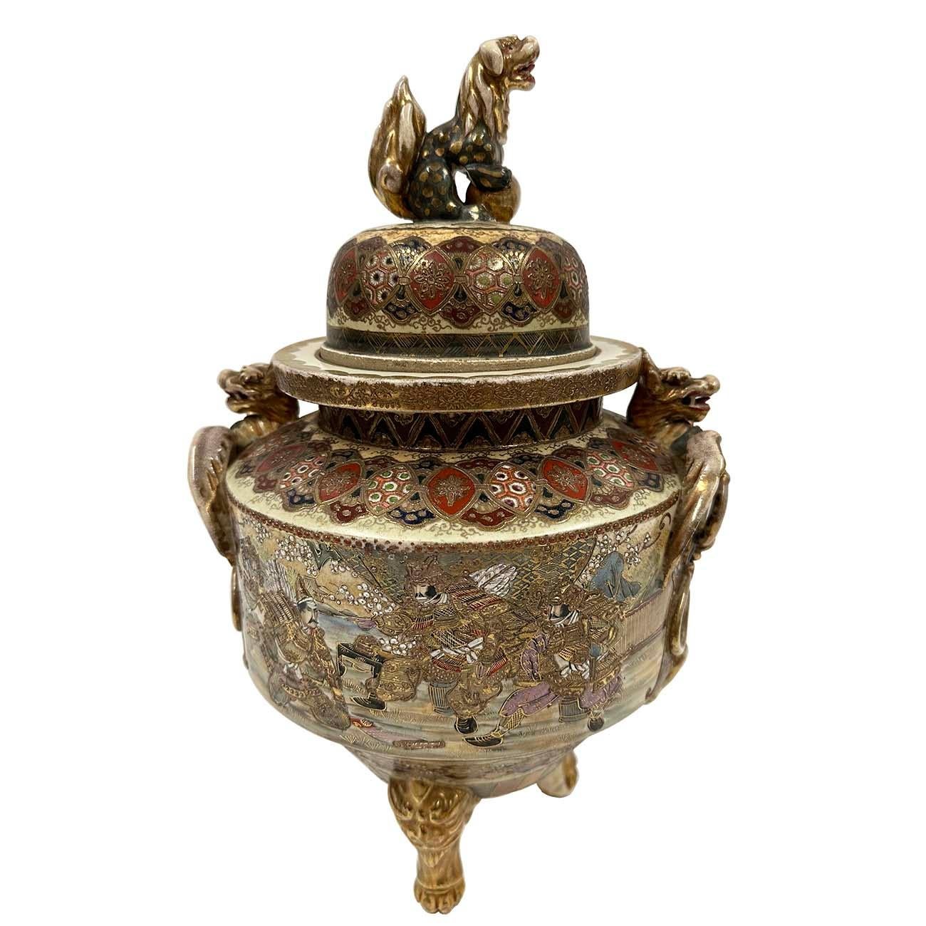 Antiguo Incensario Satsuma Japonés Periodo Meiji Porcelana en venta