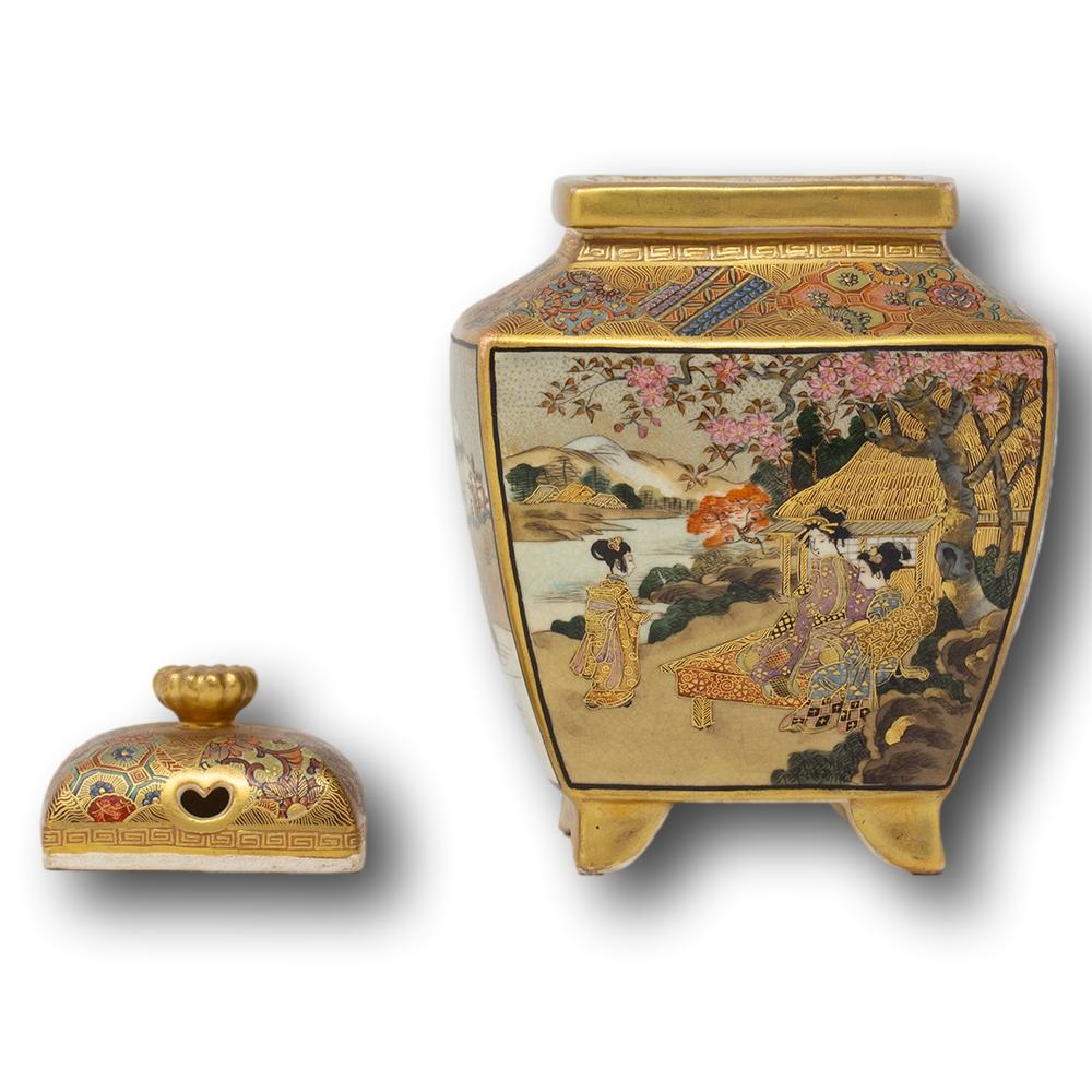 Antique Japanese Meiji Period Satsuma Koro Kizan 8